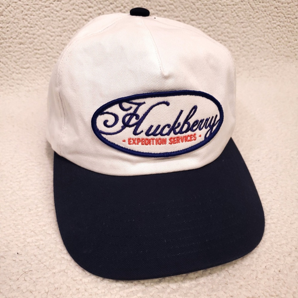 Huckberry Snapback Hat Men OSFM White Navy Blue Expedition Services Baseball Cap
